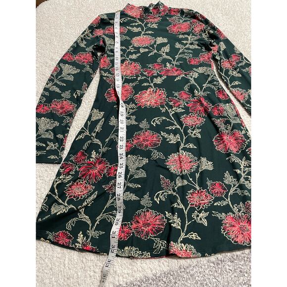 Altar'd State Women's Size M Long Sleeve High Neck Floral Mini Dress Multicolor - Picture 2 of 9